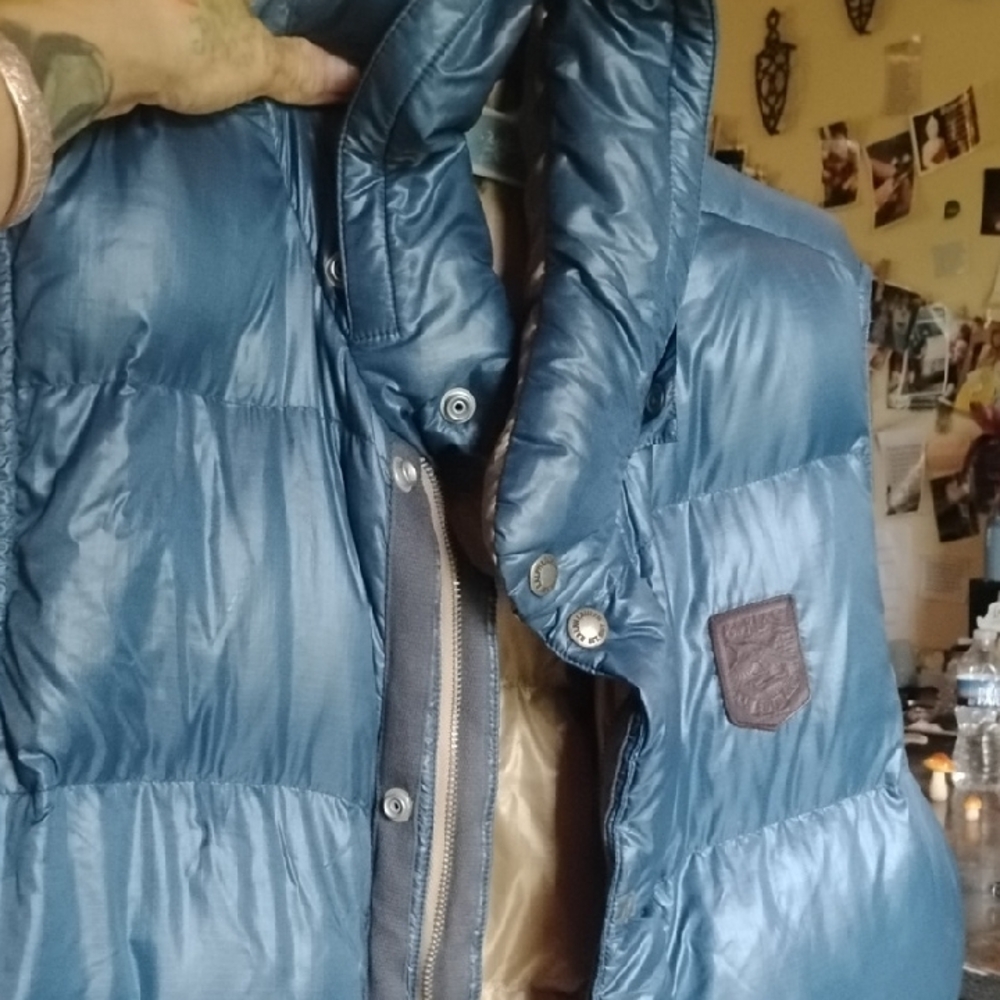 Blue Puffer Vest with Logo Patch